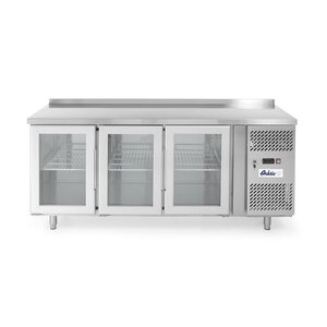 Arktic Tripple Door Refrigerated Table with Splashback 420 L, from 2 °C to 8 °C, Side-Mounted Compressor