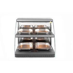 Hendi Countertop Heated Food Display Quartz 4 x 1/2 GN, 2-Level, 97L, 0,56 kW, from 30 to 90 °C, with Bent Glass, Silver