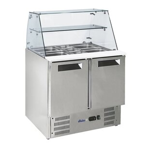 Arktic 2-doors Salad Prep Table 2x 1/1 GN + 3x 1/6 GN with Glass Top Unit, 247 L, 2°C to 8°C, Bottom-Mounted Compressor Arktic 2-doors Salad Prep Table 2x 1/1 GN + 3x 1/6 GN with Glass Top Unit, 247 L, 2°C to 8°C, Bottom-Mounted Compressor