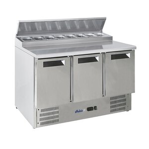Arktic 3-doors Salad Prep Table 8x 1/6 GN with Top Unit, 368 L, 2 °C to 8 °C, Bottom-Mounted Compressor Arktic 3-doors Salad Prep Table 8x 1/6 GN with Top Unit, 368 L, 2 °C to 8 °C, Bottom-Mounted Compressor