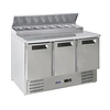 Arktic 3-doors Salad Prep Table 8x 1/6 GN with Top Unit, 368 L, 2 °C to 8 °C, Bottom-Mounted Compressor