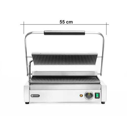 Hendi Grill kontaktowy Panini XL, żeliwny, płyta ryflowana 2,7 kW, 230V, 548x415x(h)210mm Hendi Grill kontaktowy Panini XL, żeliwny, płyta ryflowana 2,7 kW, 230V, 548x415x(h)210mm