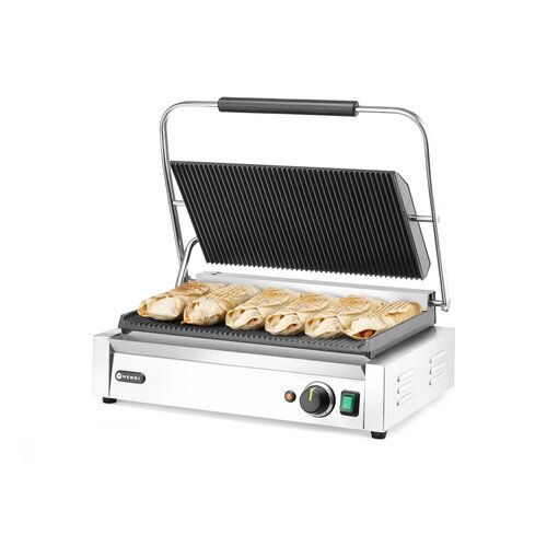 Hendi Grill kontaktowy Panini XL, żeliwny, płyta ryflowana 2,7 kW, 230V, 548x415x(h)210mm Hendi Grill kontaktowy Panini XL, żeliwny, płyta ryflowana 2,7 kW, 230V, 548x415x(h)210mm