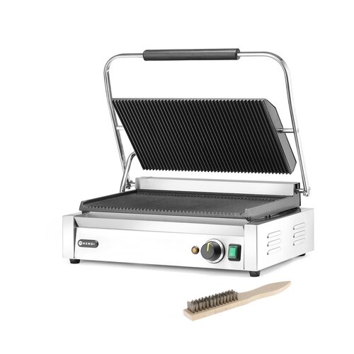Hendi Grill kontaktowy Panini XL, żeliwny, płyta ryflowana 2,7 kW, 230V, 548x415x(h)210mm Hendi Grill kontaktowy Panini XL, żeliwny, płyta ryflowana 2,7 kW, 230V, 548x415x(h)210mm
