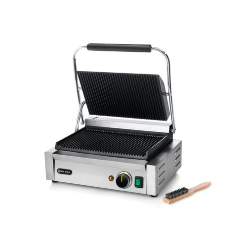 Hendi Single Cast Iron Contact Grill, Grooved Grill Plate, 340 x 230 mm, 2,2 kW Hendi Single Cast Iron Contact Grill, Grooved Grill Plate, 340 x 230 mm, 2,2 kW