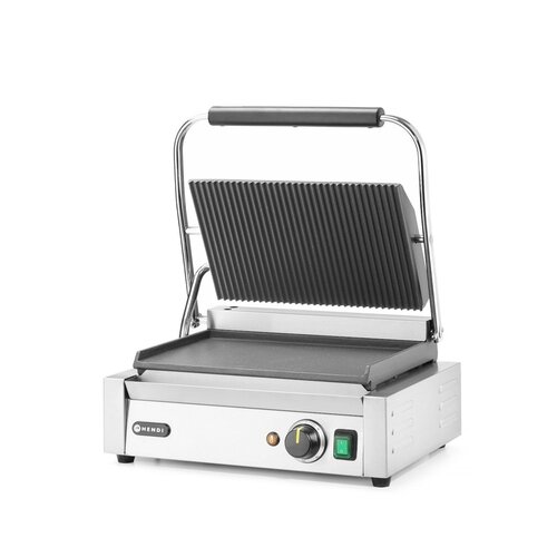 Hendi Single Cast Iron Contact Grill, Smooth Bottom Plate, Top Grooved, 340 x 230 mm, 2,2 kW Hendi Single Cast Iron Contact Grill, Smooth Bottom Plate, Top Grooved, 340 x 230 mm, 2,2 kW