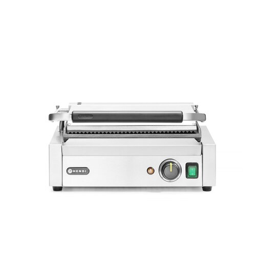 Hendi Single Cast Iron Contact Grill, Smooth Bottom Plate, Top Grooved, 340 x 230 mm, 2,2 kW Hendi Single Cast Iron Contact Grill, Smooth Bottom Plate, Top Grooved, 340 x 230 mm, 2,2 kW