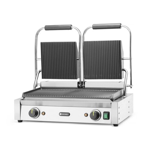 Hendi Grill kontaktowy podwójny żeliwny, płyta ryflowana, 475 x 230 mm, 3,6 kW Hendi Grill kontaktowy podwójny żeliwny, płyta ryflowana, 475 x 230 mm, 3,6 kW