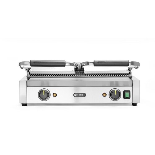 Hendi Grill kontaktowy podwójny żeliwny, płyta ryflowana, 475 x 230 mm, 3,6 kW Hendi Grill kontaktowy podwójny żeliwny, płyta ryflowana, 475 x 230 mm, 3,6 kW