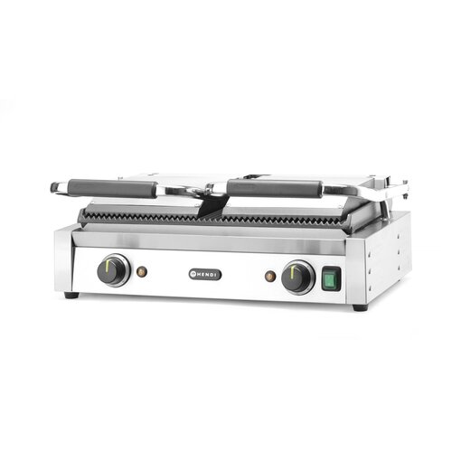 Hendi Grill kontaktowy podwójny żeliwny, płyta ryflowana, 475 x 230 mm, 3,6 kW Hendi Grill kontaktowy podwójny żeliwny, płyta ryflowana, 475 x 230 mm, 3,6 kW