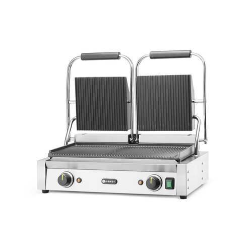 Hendi Grill kontaktowy podwójny żeliwny, płyta ryflowana, 475 x 230 mm, 3,6 kW Hendi Grill kontaktowy podwójny żeliwny, płyta ryflowana, 475 x 230 mm, 3,6 kW