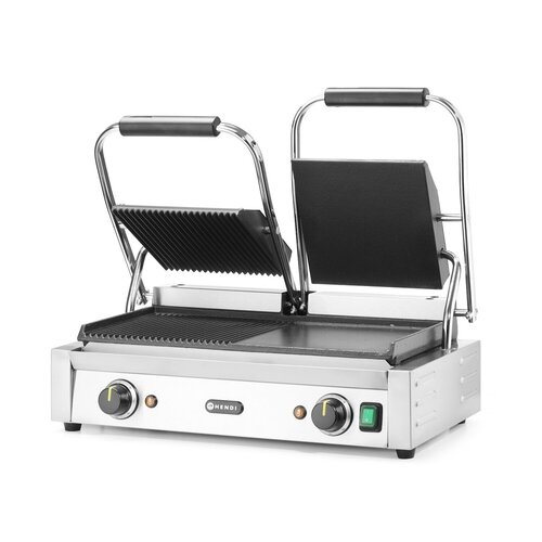 Hendi Double Cast Iron Contact Grill, 1/2 Smooth 1/2 Grooved Plate, 475 x 230 mm, 3,6 kW Hendi Double Cast Iron Contact Grill, 1/2 Smooth 1/2 Grooved Plate, 475 x 230 mm, 3,6 kW