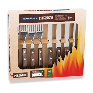 Tramontina Steak / pizza cutlery set, 8 pieces, gift carton, Churrasco line, dark brown Tramontina Steak / pizza cutlery set, 8 pieces, gift carton, Churrasco line, dark brown