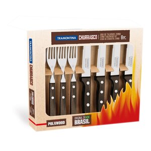 Tramontina Cutlery set "GAUCHO", 8 pieces, gift carton, Churrasco line, dark brown