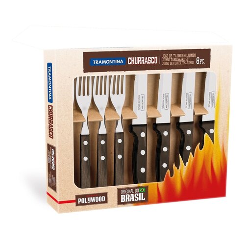 Tramontina Cutlery set "GAUCHO", 8 pieces, gift carton, Churrasco line, dark brown Tramontina Cutlery set "GAUCHO", 8 pieces, gift carton, Churrasco line, dark brown