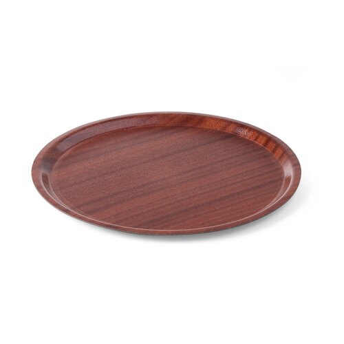 Hendi Antypoślizgowa okrągła taca do serwowania Ø 380 mm z drewna, brązowa