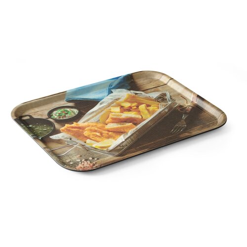 Hendi Taca do serwowania antypoślizgowa, z nadrukiem tasty fish & chips 330x430 mm Hendi Taca do serwowania antypoślizgowa, z nadrukiem tasty fish & chips 330x430 mm