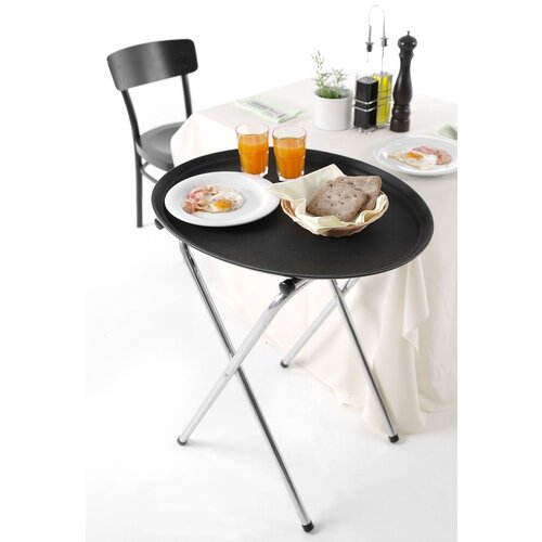 Hendi Antypoślizgowa owalna taca do serwowania 600 x 735 mm z poliestru, czarna