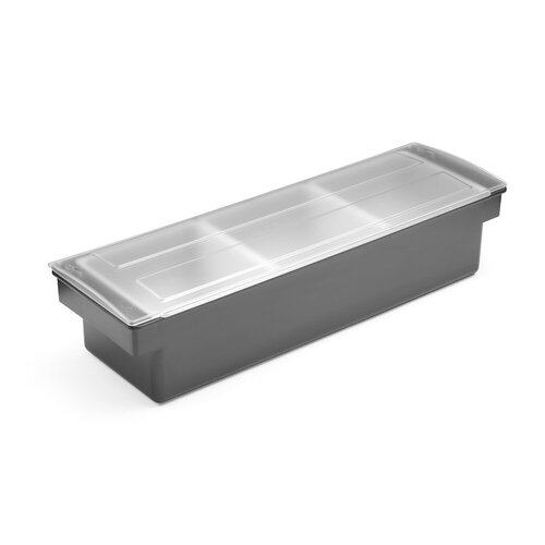BarUp Pojemnik barmański na dodatki do drinków - 3 wkłady czarny, 480x150x(h)100mm
