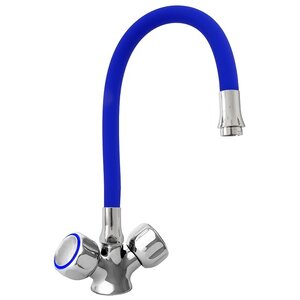 XXLselect Bateria zlewozmywakowa stojąca z pokrętłami z elastyczną wylewką o długości 530 mm, niebieska XXLselect Bateria zlewozmywakowa stojąca z pokrętłami z elastyczną wylewką o długości 530 mm, niebieska