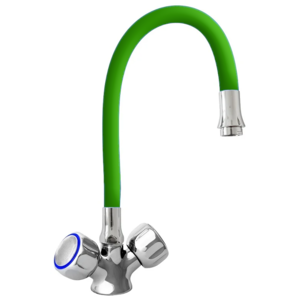 XXLselect Bateria zlewozmywakowa stojąca z pokrętłami z elastyczną wylewką o długości 530 mm, zielona XXLselect Bateria zlewozmywakowa stojąca z pokrętłami z elastyczną wylewką o długości 530 mm, zielona
