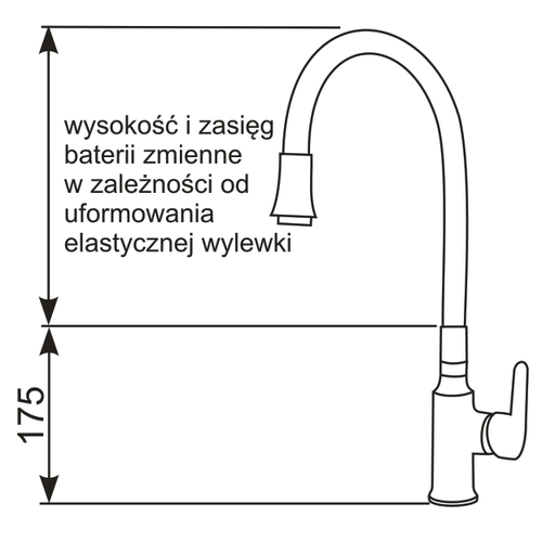 XXLselect Bateria zlewozmywakowa stojąca jednootworowa, jednouchwytowa z elastyczną wylewką w różnych kolorach o długości 530 mm, czarna