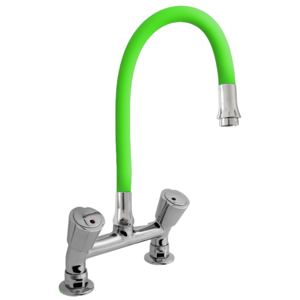 XXLselect Bateria zlewozmywakowa stojąca dwuootworowa z elastyczną wylewką o długości 530 mm, zielona XXLselect Bateria zlewozmywakowa stojąca dwuootworowa z elastyczną wylewką o długości 530 mm, zielona