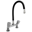 XXLselect Bateria zlewozmywakowa stojąca dwuootworowa z elastyczną wylewką o długości 530 mm, czarna