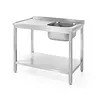 XXLselect Table with one sink with a shelf - screwed, dimensions 600x600x (H) 850 mm