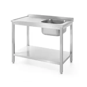 XXLselect Table with one sink with a shelf - screwed, dimensions 600x600x (H) 850 mm XXLselect Table with one sink with a shelf - screwed, dimensions 600x600x (H) 850 mm