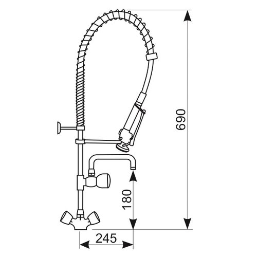 XXLselect Bateria zlewozmywakowa stojąca ze spryskiwaczem, pokrętłami i wylewką górną typu “C”