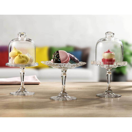 Pasabahce Wyprzedaż - Mini patera z kloszem, szklana, h198 mm Pasabahce Wyprzedaż - Mini patera z kloszem, szklana, h198 mm