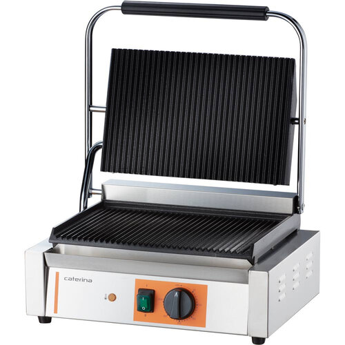 Caterina Grill kontaktowy do panini pojedyńczy żeliwny, płyta dolna 350x235, górna 335x220 mm, 2.2 kW Caterina Grill kontaktowy do panini pojedyńczy żeliwny, płyta dolna 350x235, górna 335x220 mm, 2.2 kW