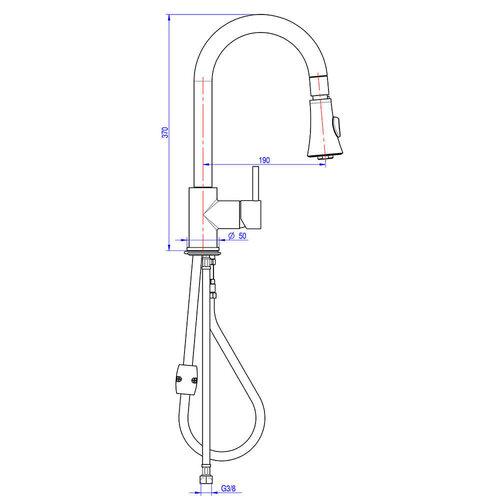 Monolith Bateria zlewozmywakowa z wyciąganym prysznicem, H 370 mm