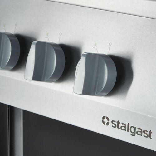 Stalgast Kuchnia gazowa z 6 palnikami i piekarnikiem elektrycznym z termoobiegiem 25,5 kW, G20/20 mbar