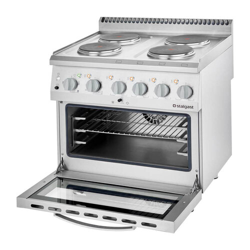 Stalgast Kuchnia elektryczna z 4 polami grzewczymi i piekarnikiem z termoobiegiem 17,4 kW Stalgast Kuchnia elektryczna z 4 polami grzewczymi i piekarnikiem z termoobiegiem 17,4 kW