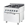 Stalgast Kuchnia gazowa z 4 palnikami i piekarnikiem elektrycznym z termoobiegiem 14 kW, G20/20 mbar