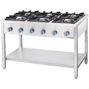 Stalgast Kuchnia gazowa z 6 palnikami, na podstawie otwartej 36,5 kW, G30/37 mbar Stalgast Kuchnia gazowa z 6 palnikami, na podstawie otwartej 36,5 kW, G30/37 mbar