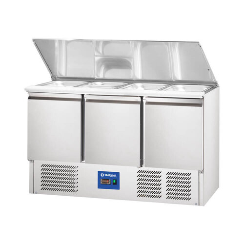 Stalgast Stół chłodniczy sałatkowy 3-drzwiowy 4x 1/1 GN 368 L,  2 do 8°C, agregat boczny