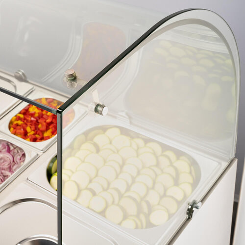 Stalgast Stół chłodniczy sałatkowy 2-drzwiowy 10x 1/4 GN 240 L, ze szklaną nadstawą 2 do 8°C, agregat na dole