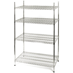 Stalgast Regał ze stali chromowanej z 4 półkami drucianymi 1525x610x(h)1800 mm, skręcany Stalgast Regał ze stali chromowanej z 4 półkami drucianymi 1525x610x(h)1800 mm, skręcany