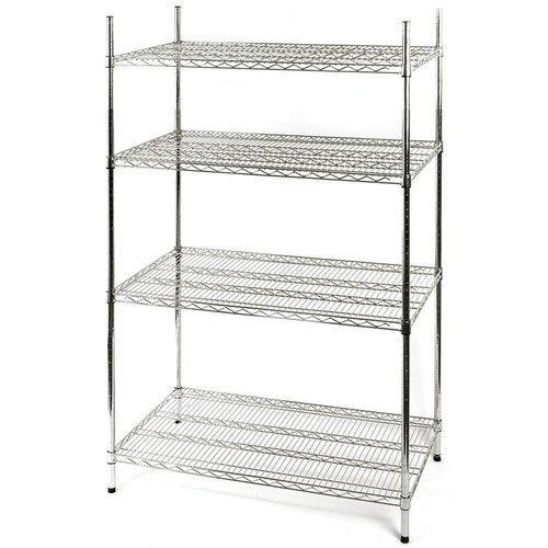 Stalgast Regał ze stali chromowanej z 4 półkami drucianymi 1220x455x(h)1800 mm, skręcany Stalgast Regał ze stali chromowanej z 4 półkami drucianymi 1220x455x(h)1800 mm, skręcany