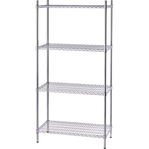 Stalgast Regał ze stali chromowanej z 4 półkami drucianymi 610x610x(h)1800 mm, skręcany Stalgast Regał ze stali chromowanej z 4 półkami drucianymi 610x610x(h)1800 mm, skręcany