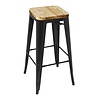 Bolero Bistro High Stools with Wooden Seat Pad Gun Metal (Pack of 4)