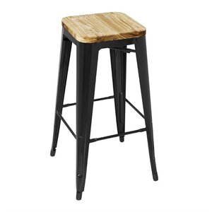 Bolero Bistro High Stools with Wooden Seat Pad Gun Metal (Pack of 4) Bolero Bistro High Stools with Wooden Seat Pad Gun Metal (Pack of 4)