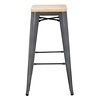 Bolero Bistro High Stools with Wooden Seat Pad Gun Metal (Pack of 4)