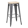 Bolero Bistro High Stools with Wooden Seat Pad Gun Metal (Pack of 4)