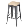 Bolero Bistro High Stools with Wooden Seat Pad Gun Metal (Pack of 4)