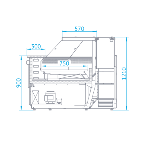 Rapa Lada chłodnicza narożna, szyba prosta od 1 do 10 °C, 1500x1500x(h)1210 mm z płytą meblową Yosemite Rapa Lada chłodnicza narożna, szyba prosta od 1 do 10 °C, 1500x1500x(h)1210 mm z płytą meblową Yosemite