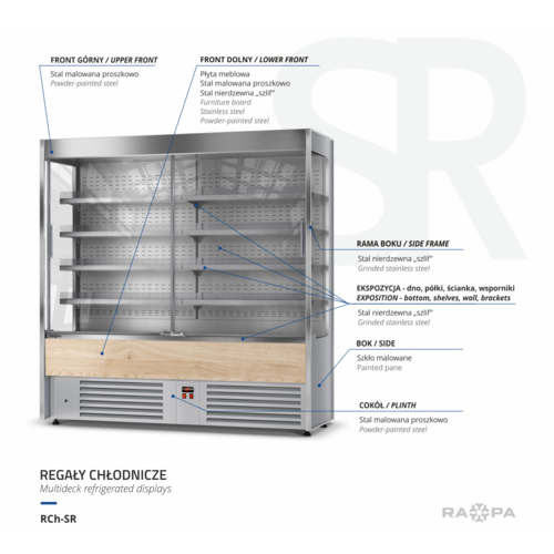 Rapa Regał chłodniczy od 2 do 10°C, 2,23 m², 1250x700x(h)2020 mm